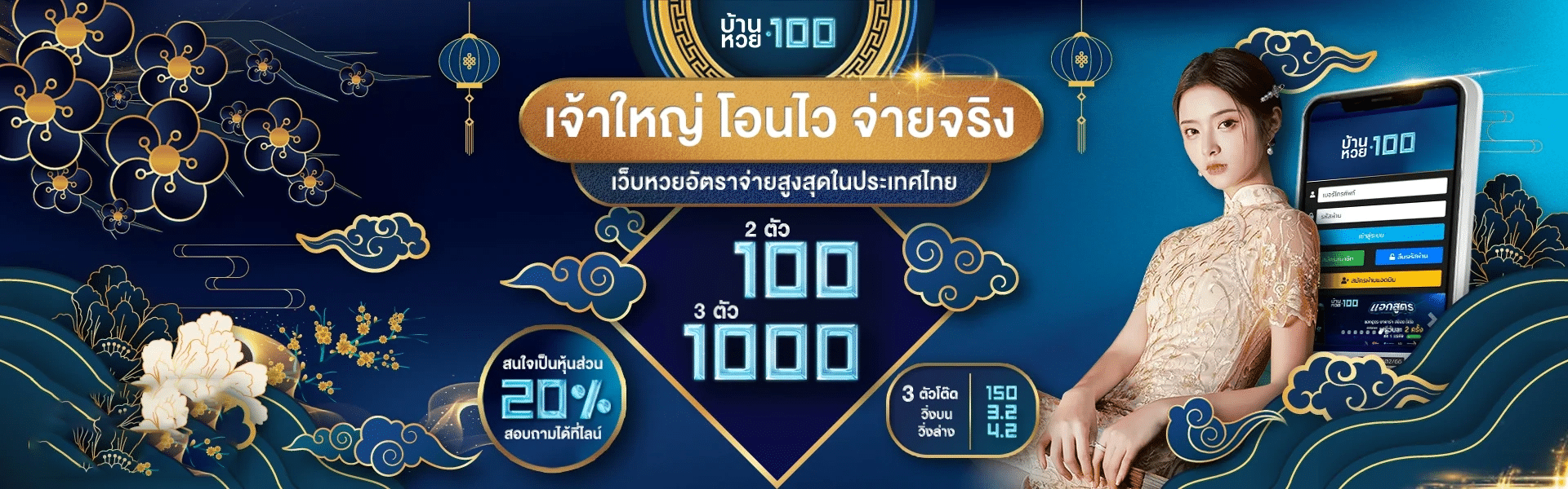 บ้านหวย100 ซื้อหวยออนไลน์ครบทุกรูปแบบ ถูกเท่าไหร่ จ่ายให้ทันที